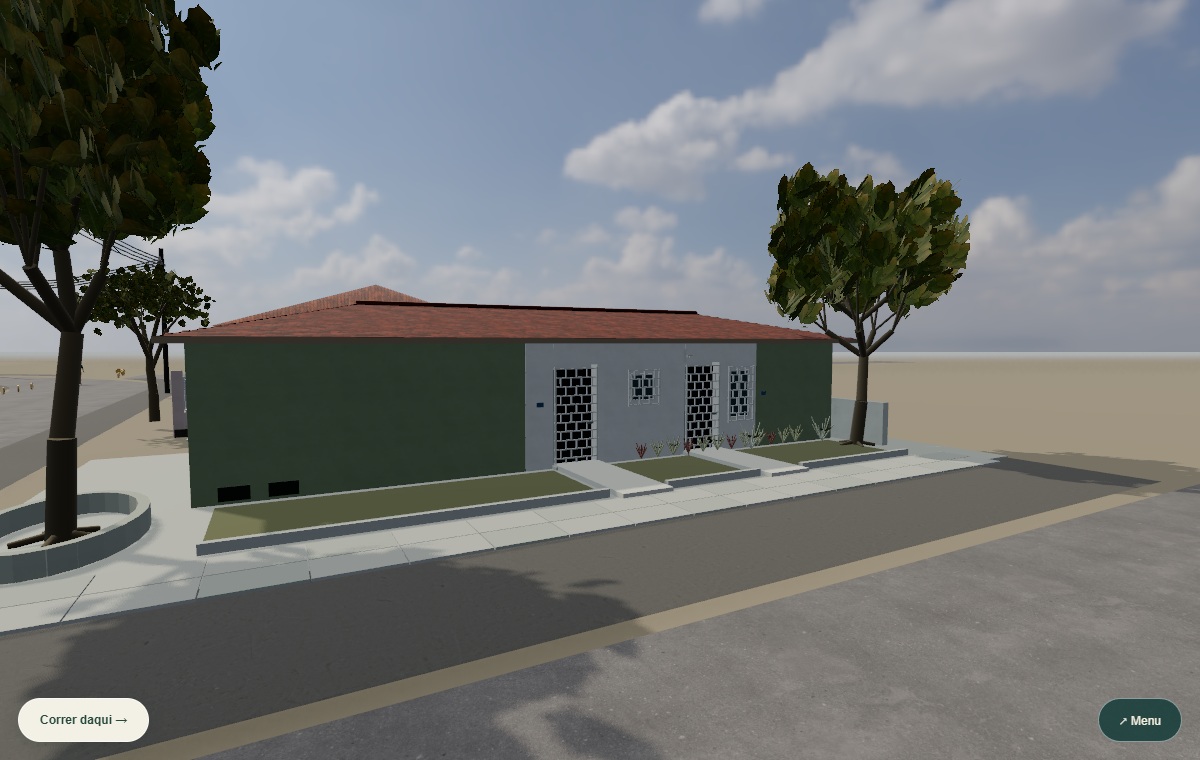Captura real do jogo: Uma casa, dois acessos, uma esquina. Tela horizontal.