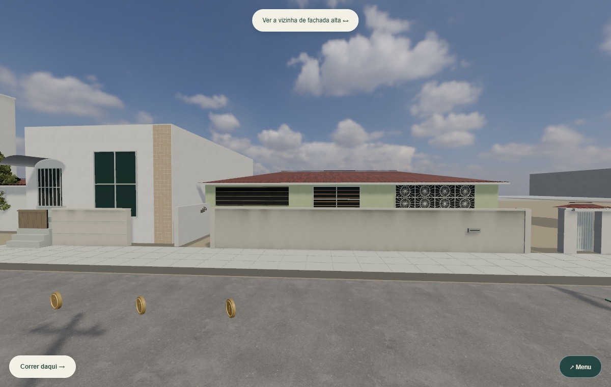 Captura real do jogo: A casa 460 e sua grade desenhada. Paisagem.