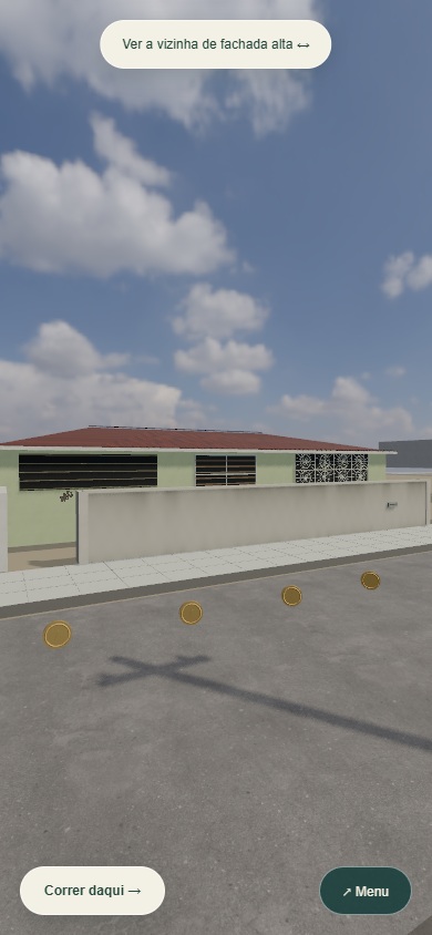 Captura real do jogo: A casa 460 e sua grade desenhada. Retrato.