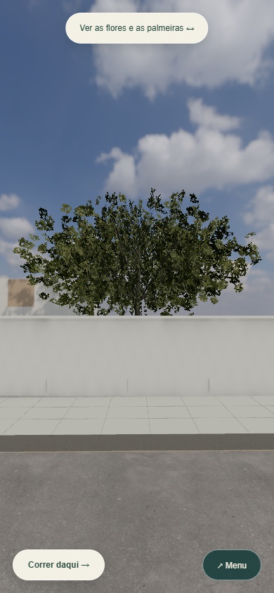 Captura real do jogo: A mangueira e as flores sobre o muro. Retrato.